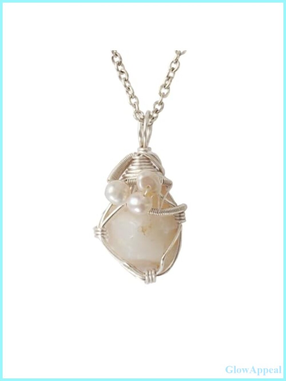 Handmade Silver Opal & Freshwater Pearl Pendant Necklace 24"